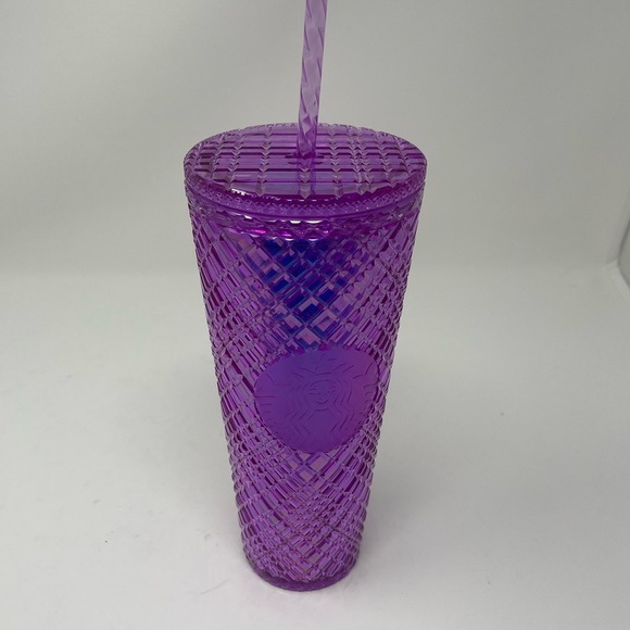 STARBUCKS 2021 JEWELED TAFFY TRAVEL COLD CUP TUMBLER DIAMOND DESIGN 24oz - Picture 2 of 3